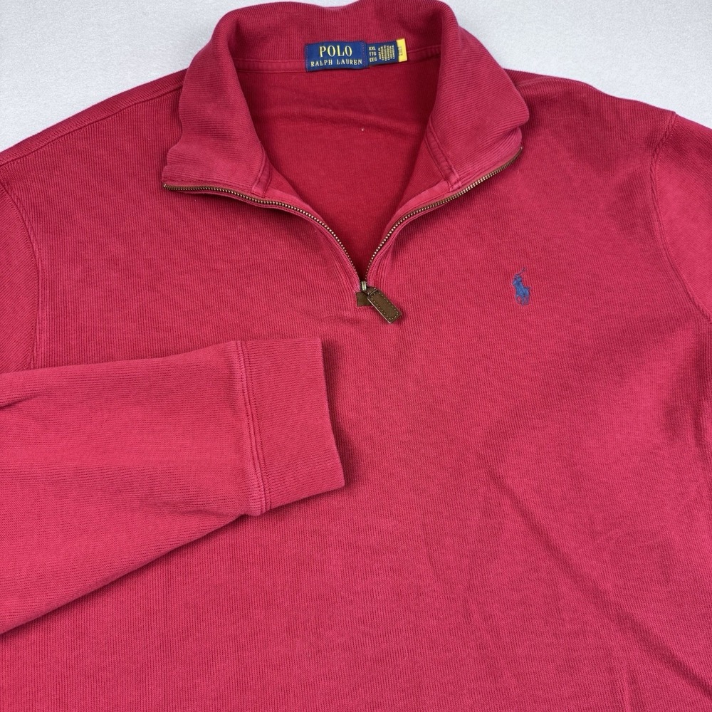 Polo Ralph Lauren HZ French Rib‎ 1/4 Zip XXL Red Pullover Classic Long Sleeve